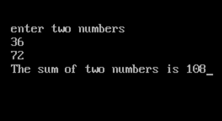 sum of two number output