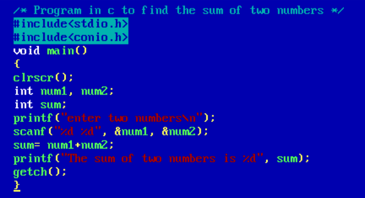 sum-of-two-number-in-c-programming