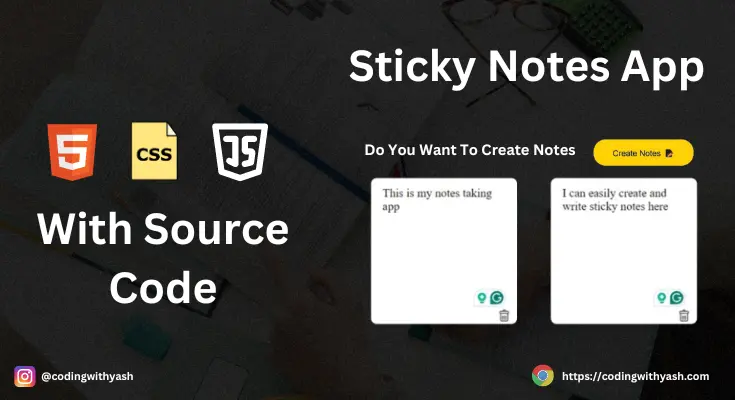 sticky notes app using html css and javascript