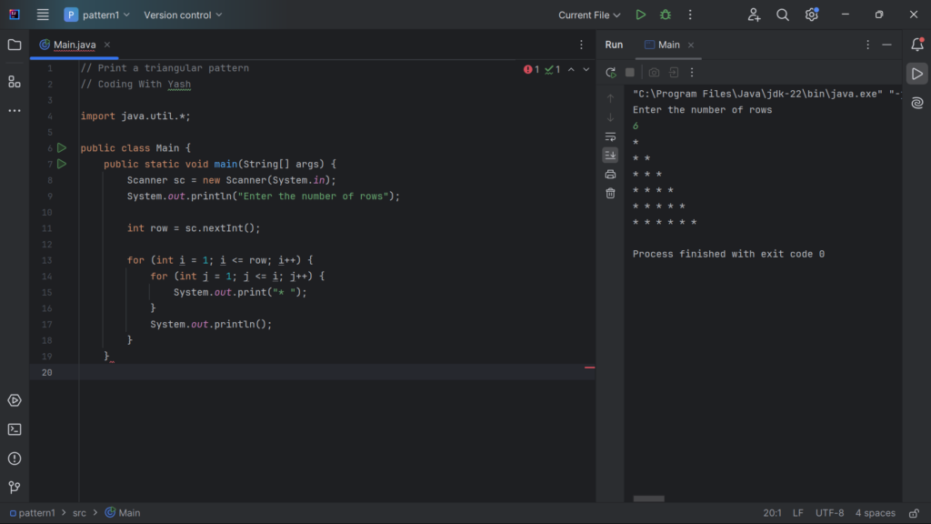 Pattern and Loop based Java Programs - CodingWithYash